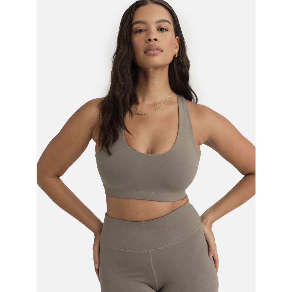 MATE the Label Organic Stretch Sports Bra Pebble Small Workout Casual Cotton